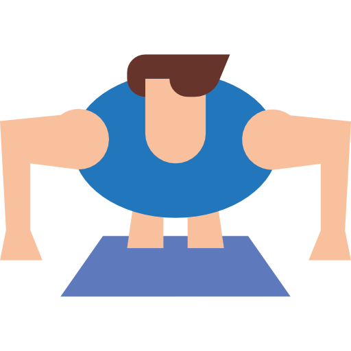 Homem fazendo flexão de braço em forma de animação